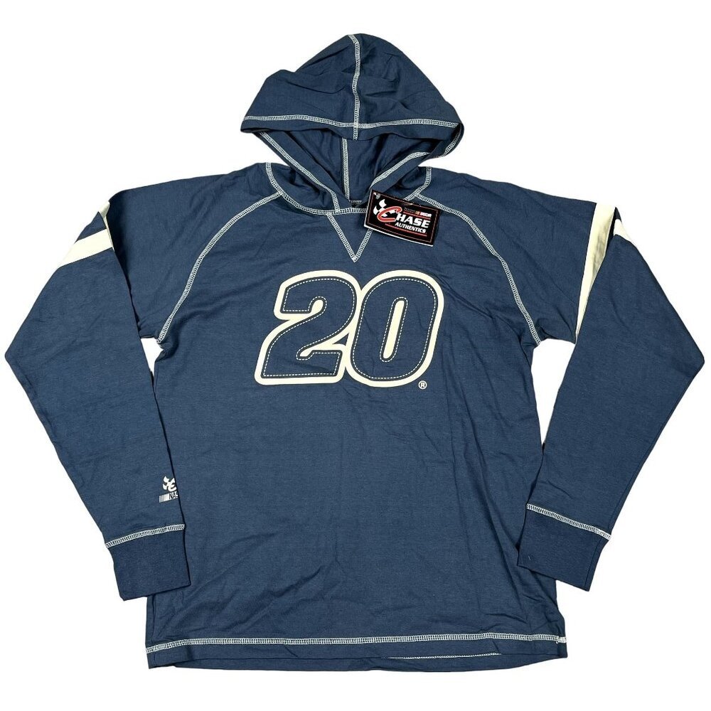 NWT‎ Nascar Tony Stewart Hooded Blue Long Sleeve Shirt Size Medium